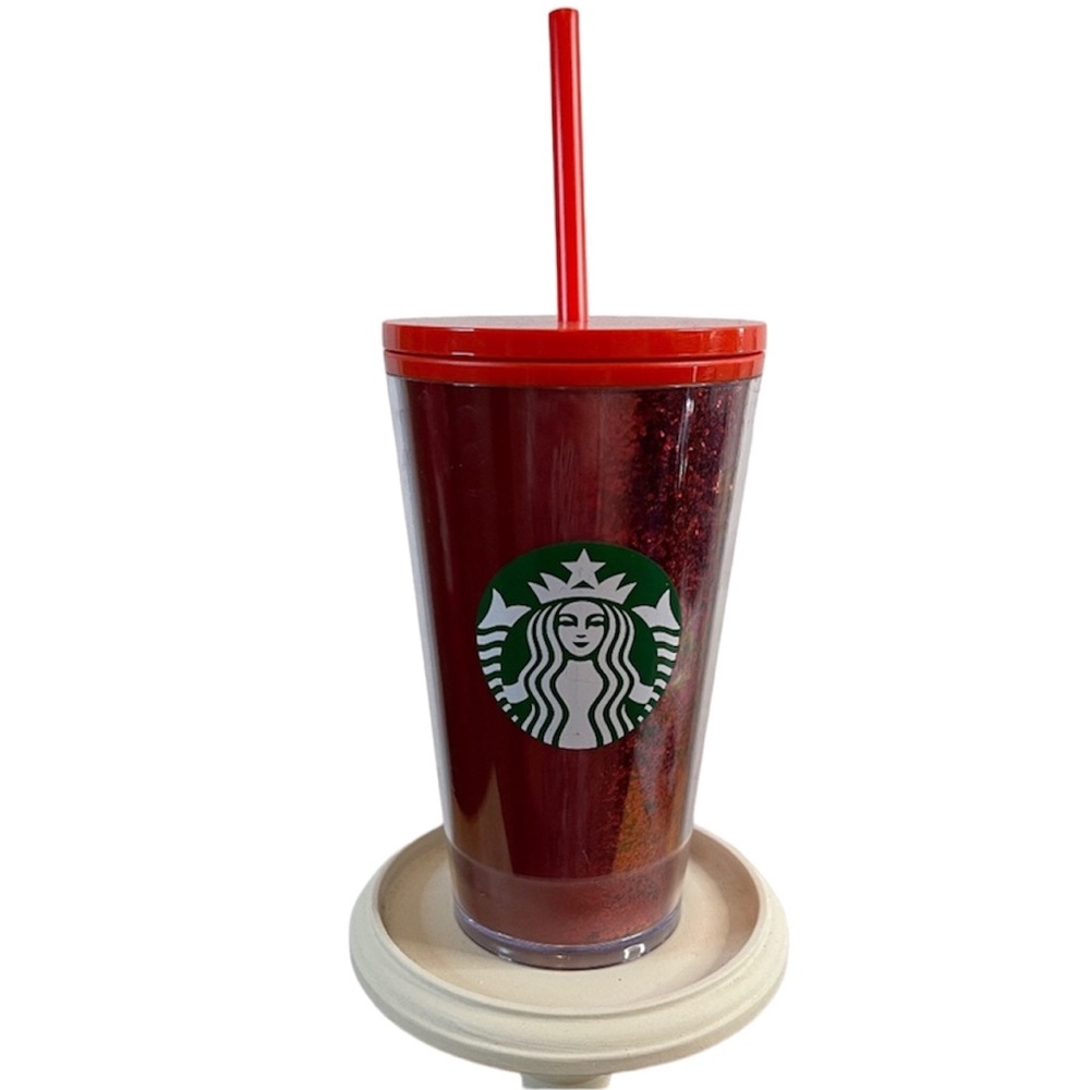 Starbucks Red Half Glitter Sparkle Tumbler